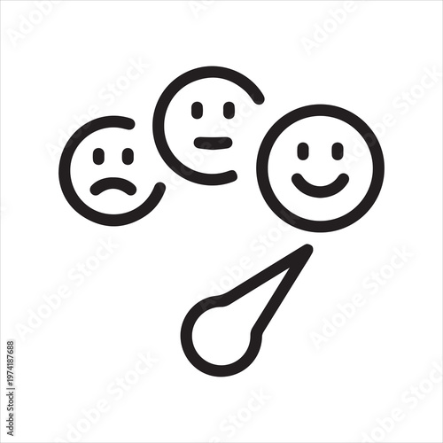 Emoticons with rating scale, linear icon. Customer feedback and satisfaction. Line with editable stroke.