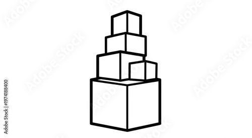 Stacked cubes geometric shape.