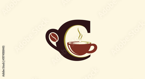Steaming hot coffee cup logo design.