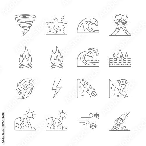 Weather and natural disaster icons.
