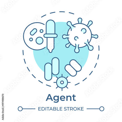 Agent soft blue concept icon. Microbiology research, medical equipment. Infectious disease. Round shape line illustration. Abstract idea. Graphic design. Easy to use in presentation, booklet