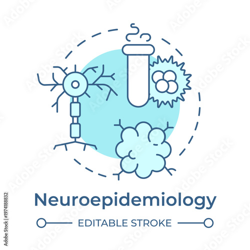 Neuroepidemiology soft blue concept icon. Neurological diseases. Infection research. Round shape line illustration. Abstract idea. Graphic design. Easy to use in presentation, booklet
