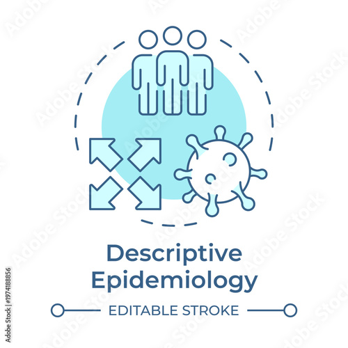 Descriptive epidemiology soft blue concept icon. Demographic factors, public health. Round shape line illustration. Abstract idea. Graphic design. Easy to use in presentation, booklet