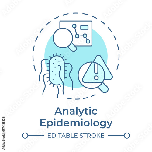 Analytic epidemiology soft blue concept icon. Statistical analysis, risk measurement. Round shape line illustration. Abstract idea. Graphic design. Easy to use in presentation, booklet