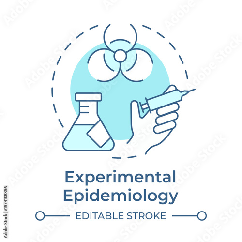 Experimental epidemiology soft blue concept icon. Laboratory equipment. Infectious hazard. Round shape line illustration. Abstract idea. Graphic design. Easy to use in presentation, booklet
