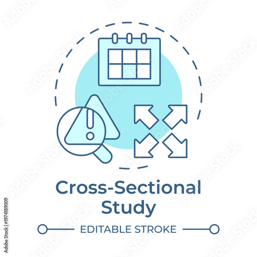 Cross sectional study soft blue concept icon. Schedule planning, time management. Monthly calendar. Round shape line illustration. Abstract idea. Graphic design. Easy to use in presentation