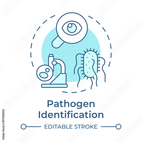 Pathogen identification soft blue concept icon. Environmental protection, food safety. Round shape line illustration. Abstract idea. Graphic design. Easy to use in presentation, booklet