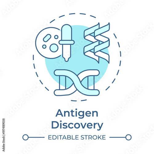 Antigen discovery soft blue concept icon. Vaccine development, scientific research. Round shape line illustration. Abstract idea. Graphic design. Easy to use in presentation, booklet