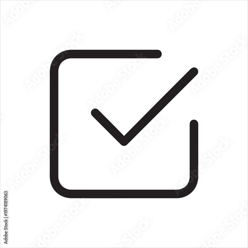 Checkmark in box, linear icon. Task complete, confirmation, or selected option. Line with editable stroke.