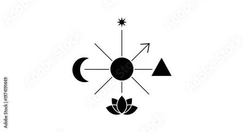 Astrology spiritual symbol with moon star.
