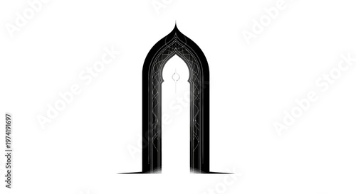 Black and white mosque entrance gate.