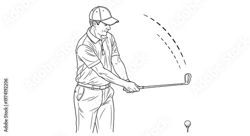 Golfer swings club hitting ball on course with precision and skill outdoors