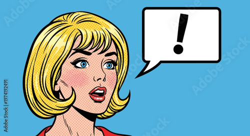 Comic woman reacts with surprise expression vbnjuy