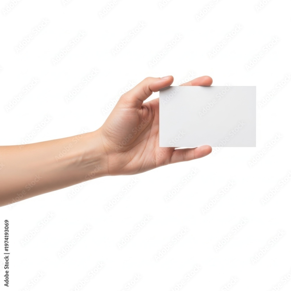 Obraz premium A hand holding a blank white rectangular card or device