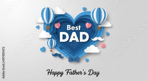 Best Dad Happy Father's Day Paper Cut Heart Art