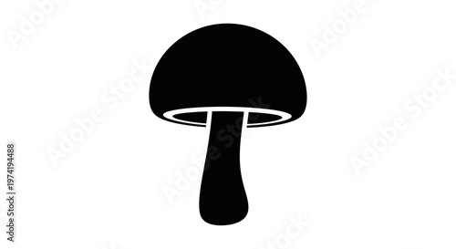 Black Mushroom Icon Isolated On White.