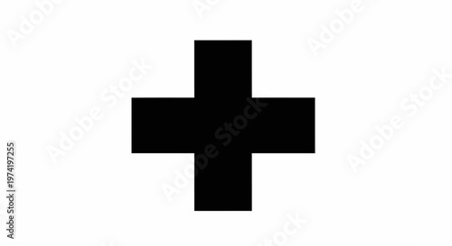 Black Plus Sign Medical Symbol.