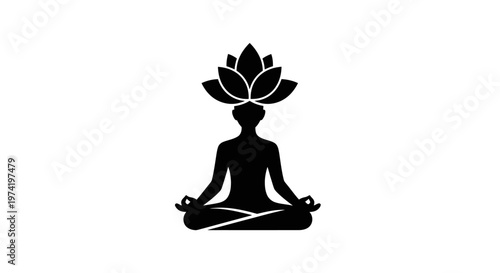 Black silhouette of a meditating person.