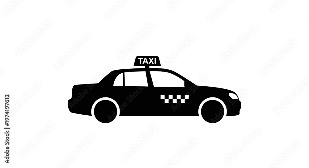 Εκτύπωση καμβά Black silhouette of a taxi car.
