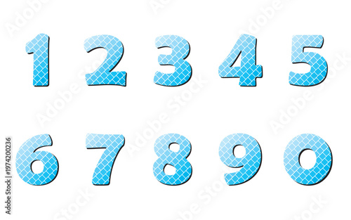 Blue brick illustration design from 0 to 9