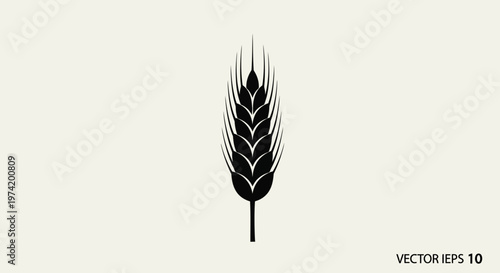 Black wheat ear silhouette vector icon.