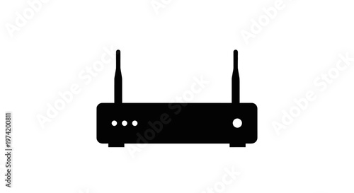 Black wireless internet router device.