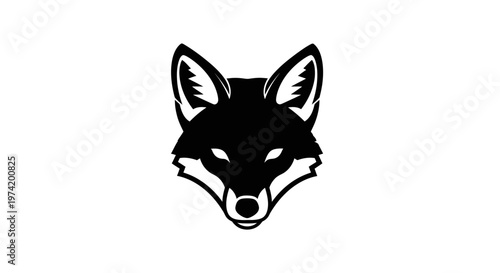 Black wolf head illustration face closeup.