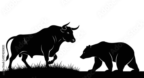 Bull and bear in confrontation.