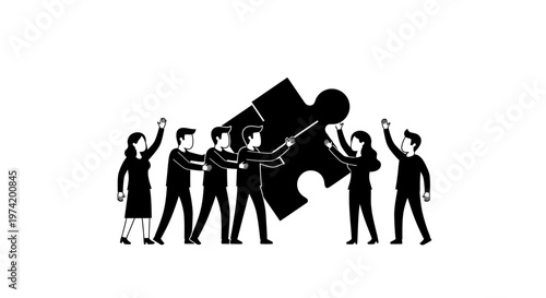 Business people working together puzzle.