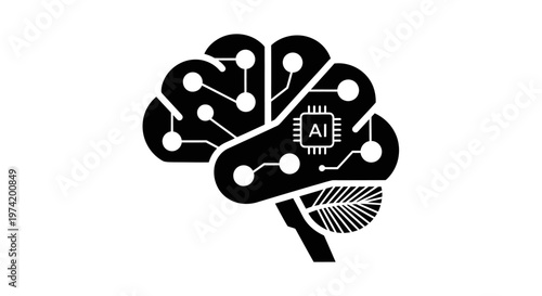 Brain with AI circuit board inside.