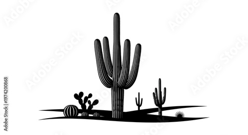 Cactus plants in the desert landscape.