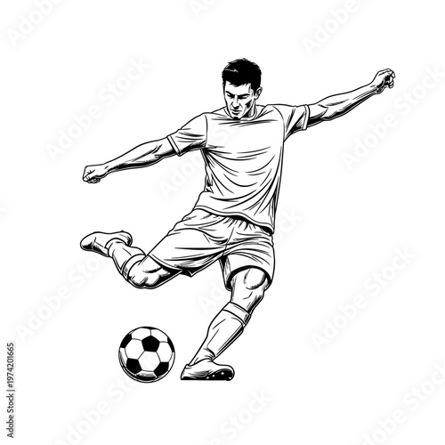 Soccer Player Kicking Ball, Dynamic Action Shot, Sports Photography
