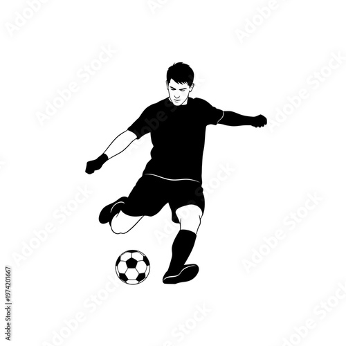 Soccer Player Kicking Ball
