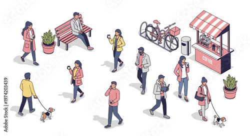 Isometric Casual People Daily Life Set – Modern Lifestyle Vector