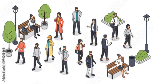 Isometric Casual People Daily Life Set – Modern Lifestyle Vector