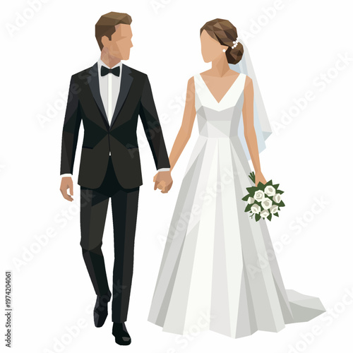 結婚式の新郎新婦イラスト ウエディングドレス