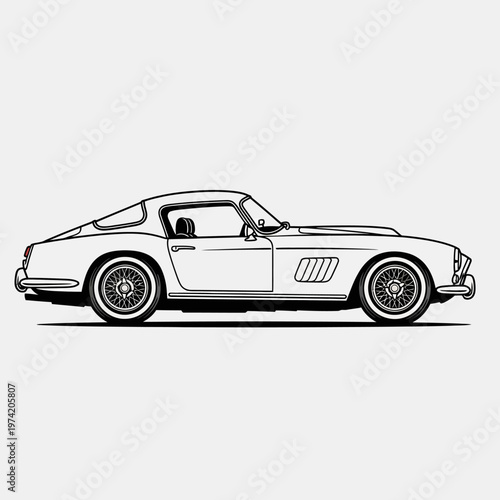 Classic Sports Car Vector Illustration - Vintage Automotive Design