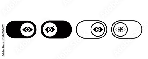 Eye visibility toggle icons for show hide password interface design set