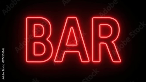 Red neon sign spelling out the word BAR against a black background.