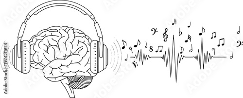 Digital mental health and audio therapy technology vector, "Created with AI assistance and manually refined."