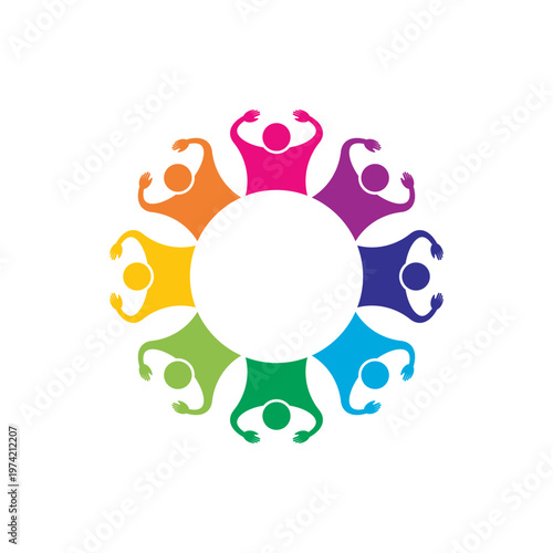 Colorful Circle of People Illustration