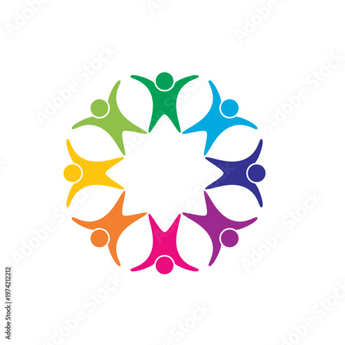 Colorful Circle of People Illustration