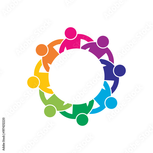 Colorful Circle of People Illustration