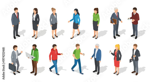 Isometric People Outfit Collection – Business and Casual Style