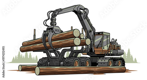 Heavy machinery logging equipment loader.