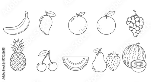 Variety of fresh fruit illustrations 3.