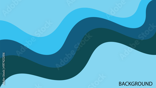 blue wavy layered background with gradient shades and smooth flowing curves, modern design
