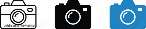Slr camera icons collection displaying professional photo equipment for photography studio branding