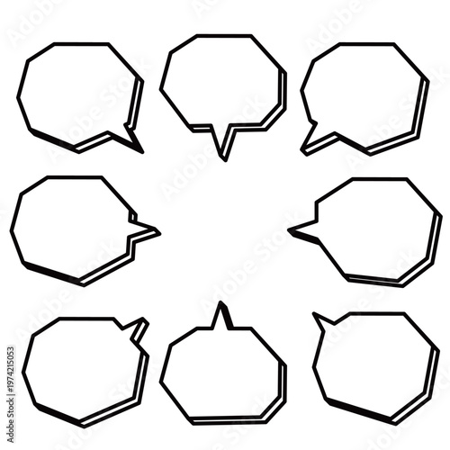デジタルな雰囲気やクールなデザインに合う多角形の吹き出しセット