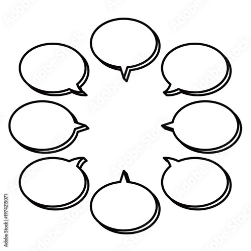 親しみやすく柔らかな印象を与える楕円形の吹き出しセット